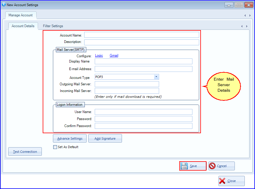 Mail Server Settings